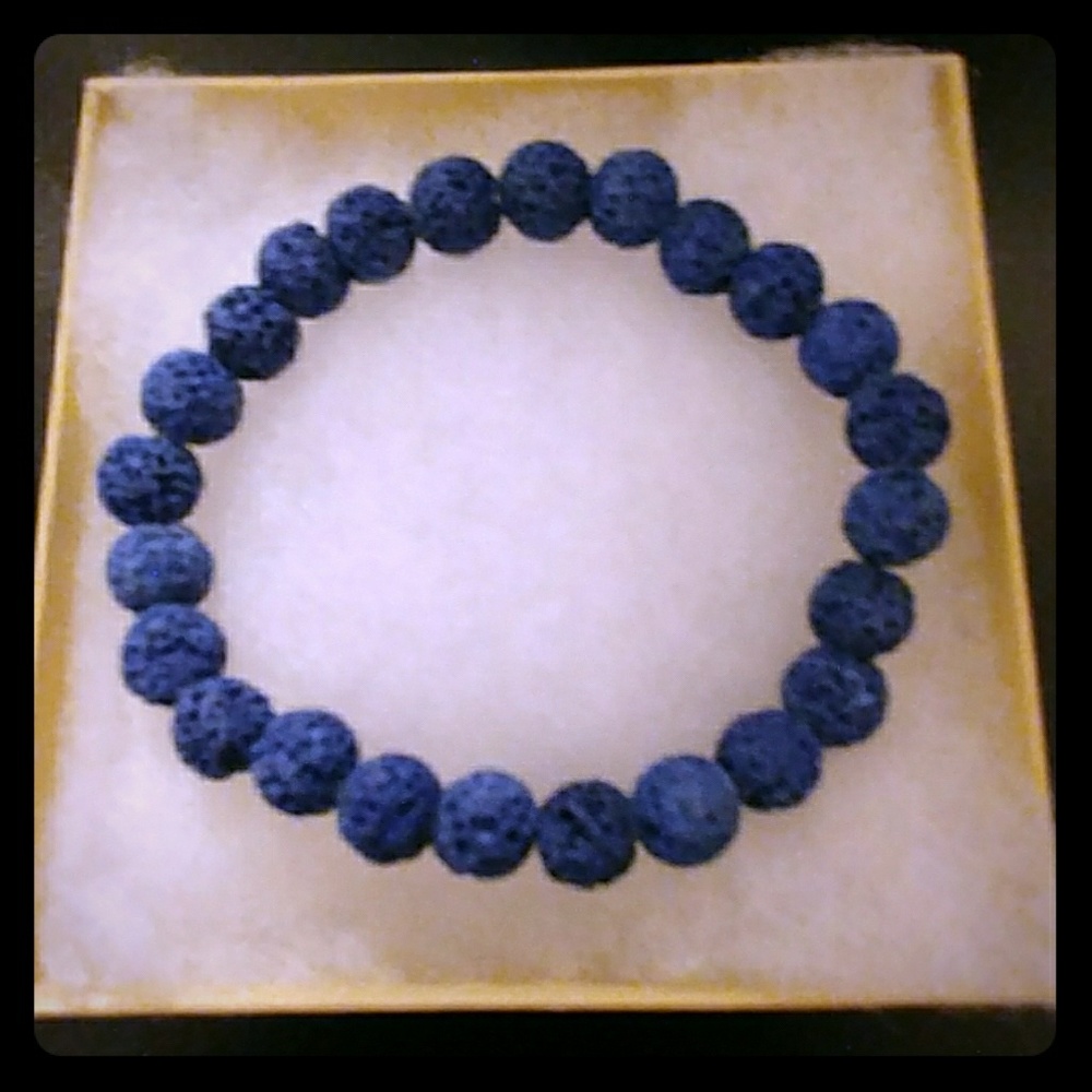 Cobalt Blue Lava Rock Stone Bracelet